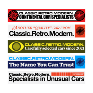 Car window stickers – Classic.Retro.Modern. New! 5 in a set - Special Price For All 5 (UK Only)